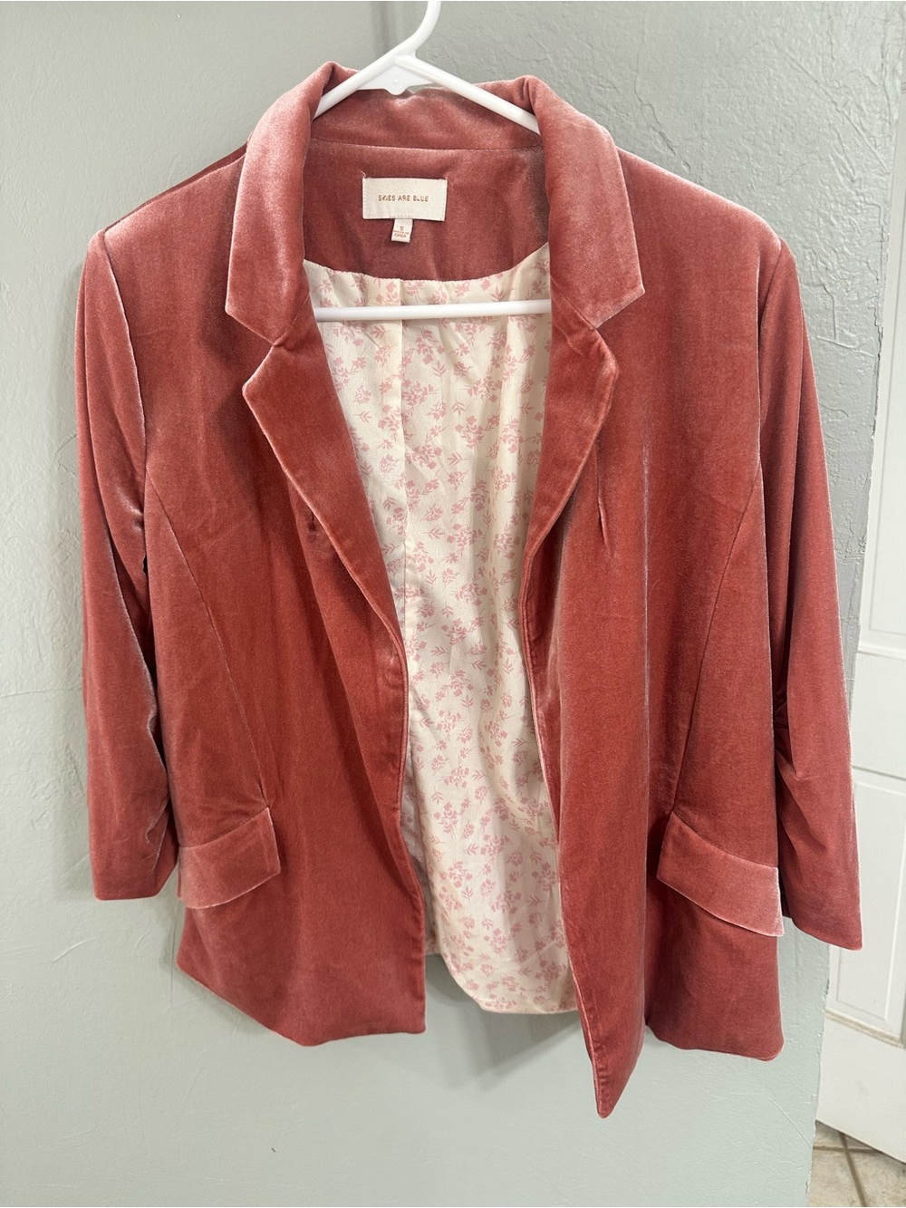 Skies Are Blue Dusty Rose Velvet Blazer